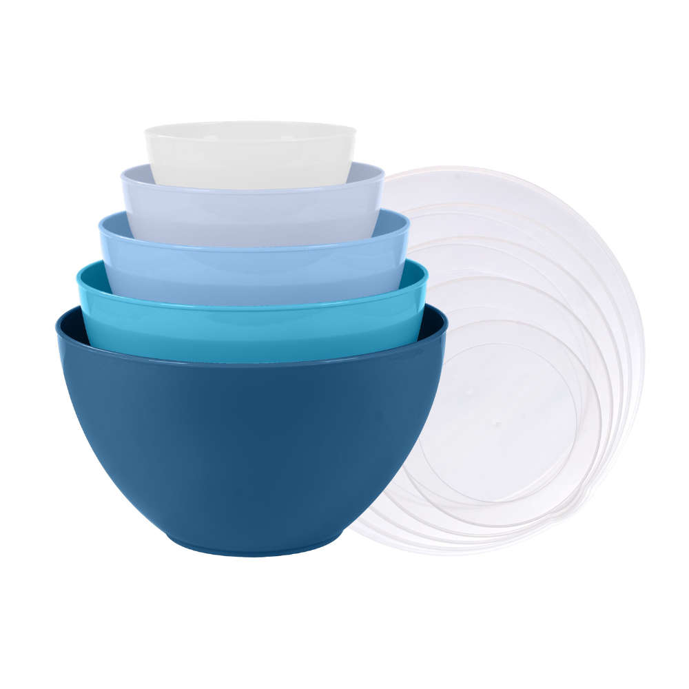 Milex 5-Piece Salad Bowl Set  Nesting Mixing & Serving Bowls with Silicone Lids