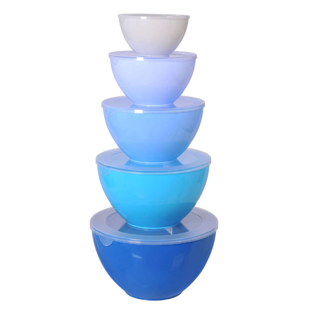 Milex 5-Piece Salad Bowl Set  Nesting Mixing & Serving Bowls with Silicone Lids