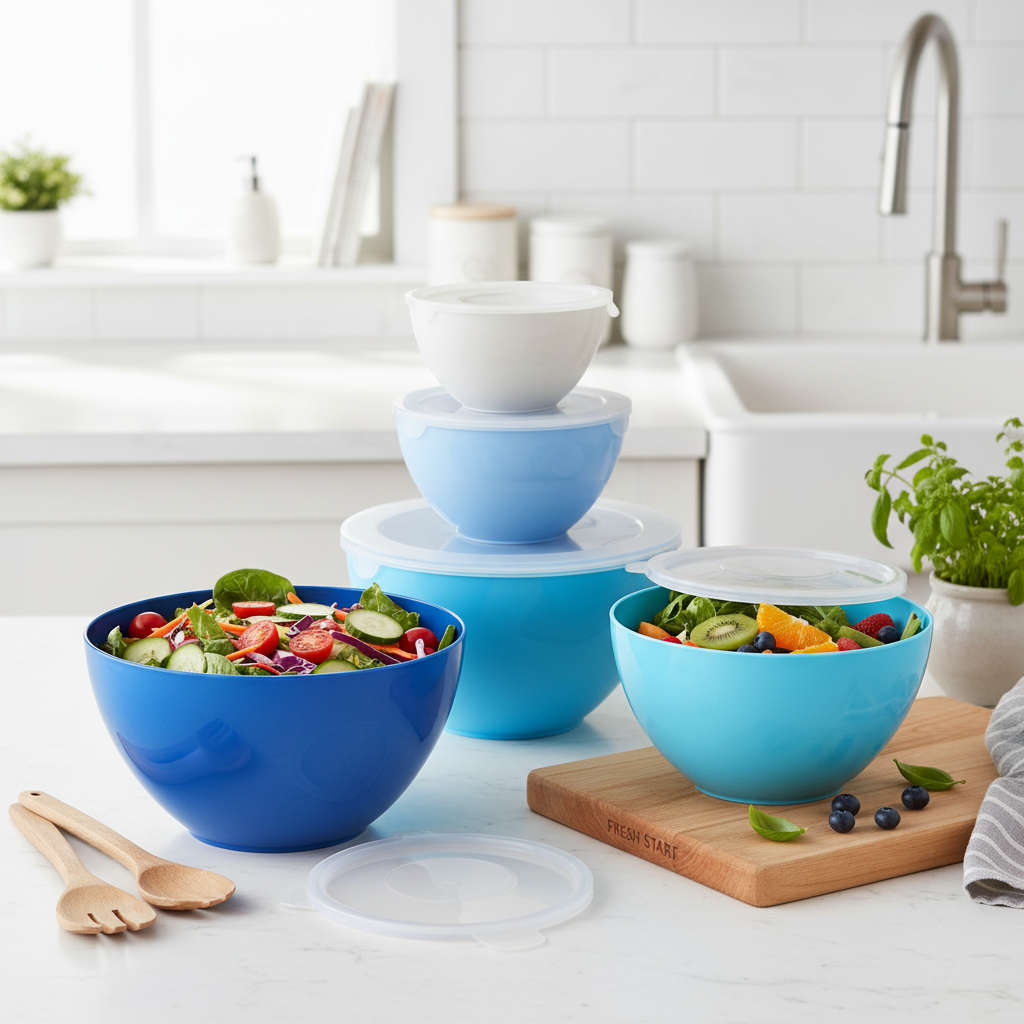 Milex 5-Piece Salad Bowl Set  Nesting Mixing & Serving Bowls with Silicone Lids
