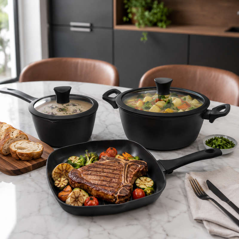 Milex Black Stone 5pc Forged Aluminium Cookware Set