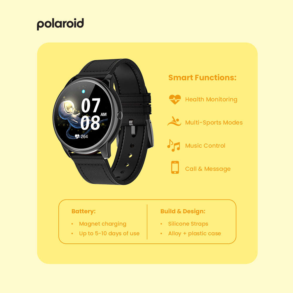 Polaroid Fitness Watch with Single Touch  Bluetooth Calling | 1.28" Full Touch Display | Healt...