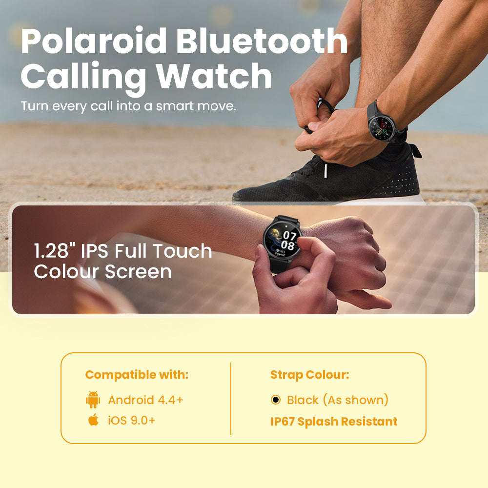 Polaroid Fitness Watch with Single Touch  Bluetooth Calling | 1.28" Full Touch Display | Healt...