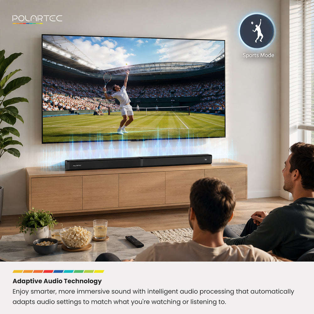 Polartec Versatile Adaptive 40W Sound Bar  Bluetooth 5.3 Soundbar with HDMI, Optical & USB Con...