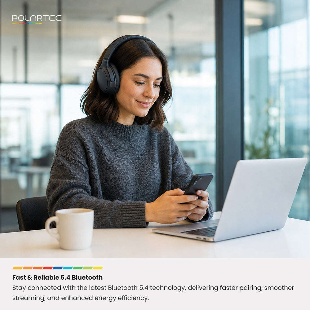Polartec Aurolux Bluetooth Headphones  40 Hours Playtime | Bluetooth 5.4 Wireless Headphones