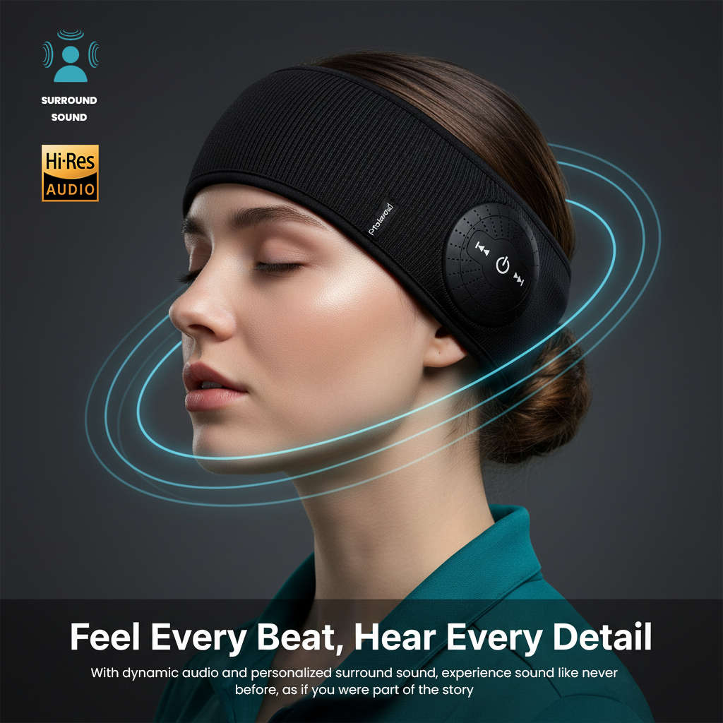 Polaroid Bluetooth Sports Headband  Wireless Bluetooth Headphones | Ultra-Light & Breathable
