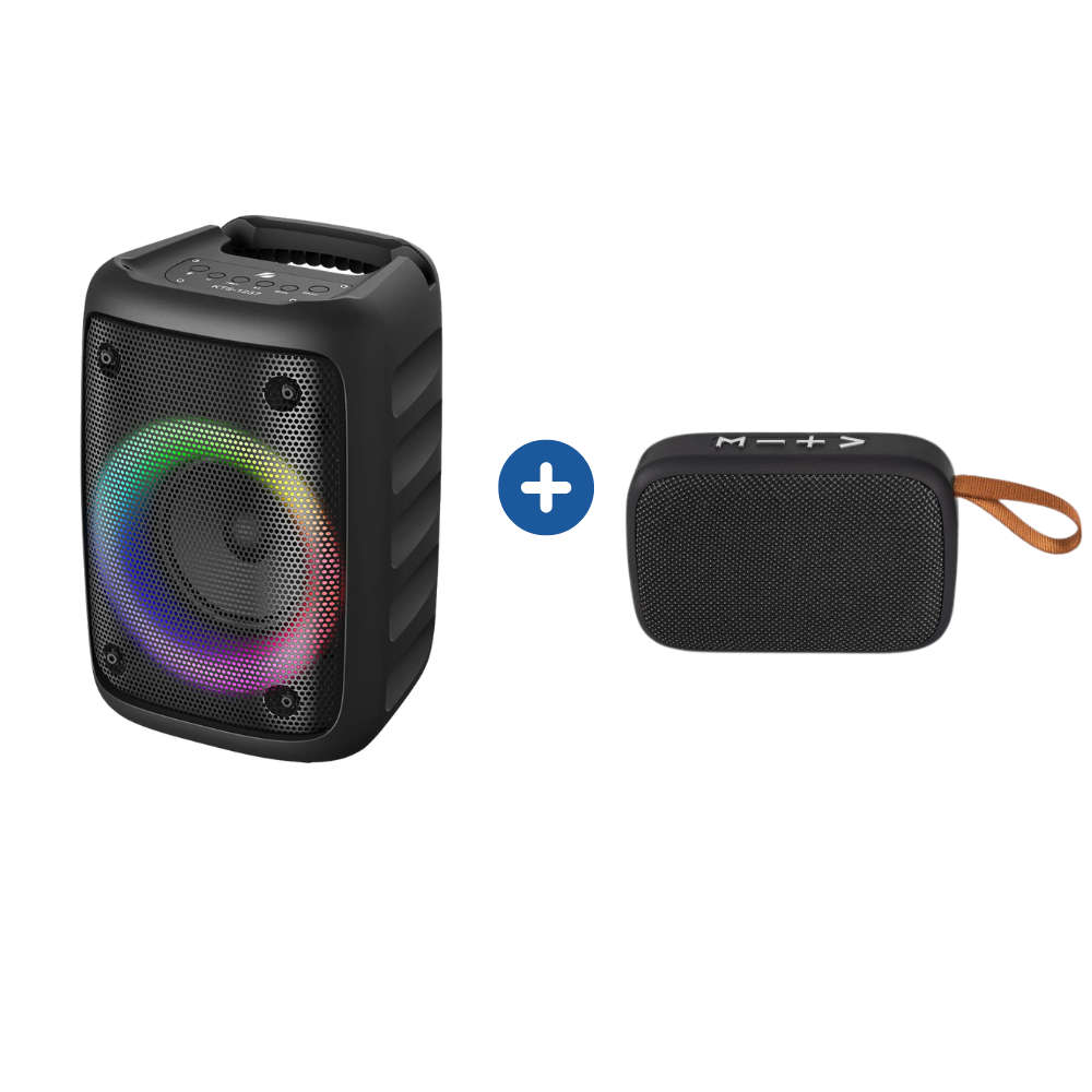 Polaroid Mini Bluetooth Speaker Combo  5W Portable Speaker with FM Radio & 10W RGB TWS Speaker