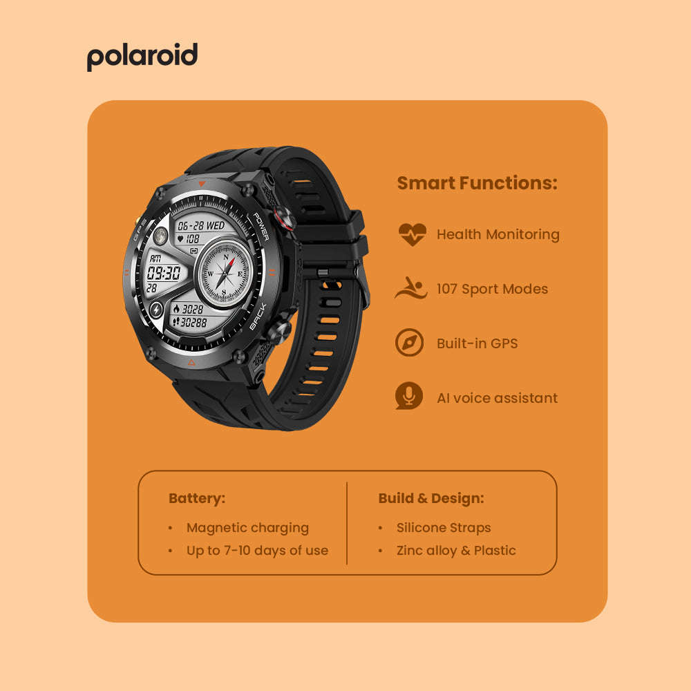 Polaroid Pulse GPS Smartwatch Black