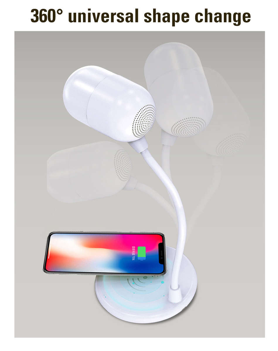 Polaroid LED Lamp, Wireless Charger & Bluetooth Speaker  3-in-1 Desk Lamp with Qi Charging