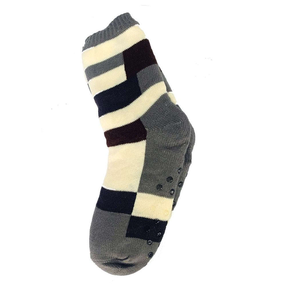 Fuzzy Comfy Mens Geometric Socks - Men / Blue and Grey