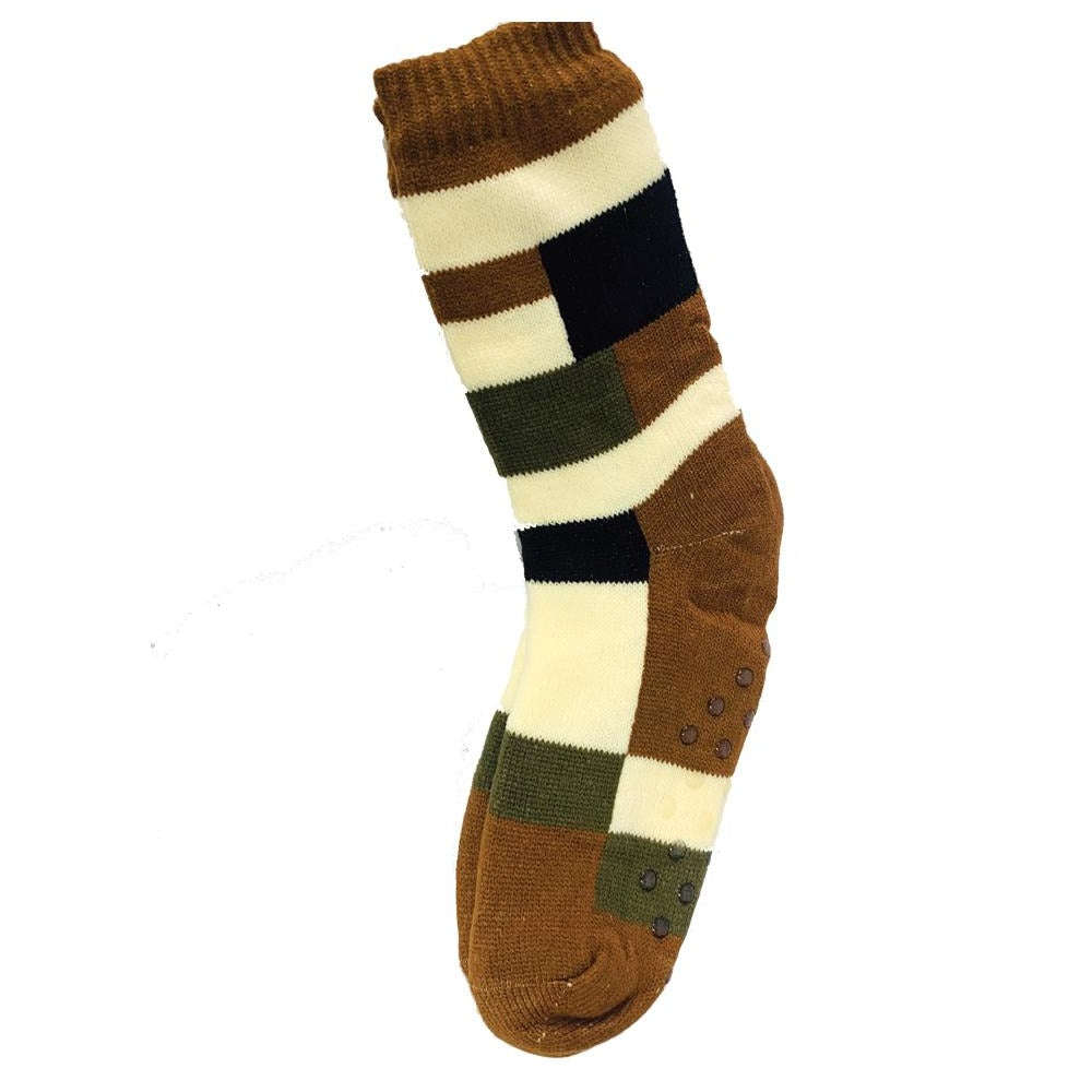 Fuzzy Comfy Mens Geometric Socks - Men / Blue and Grey