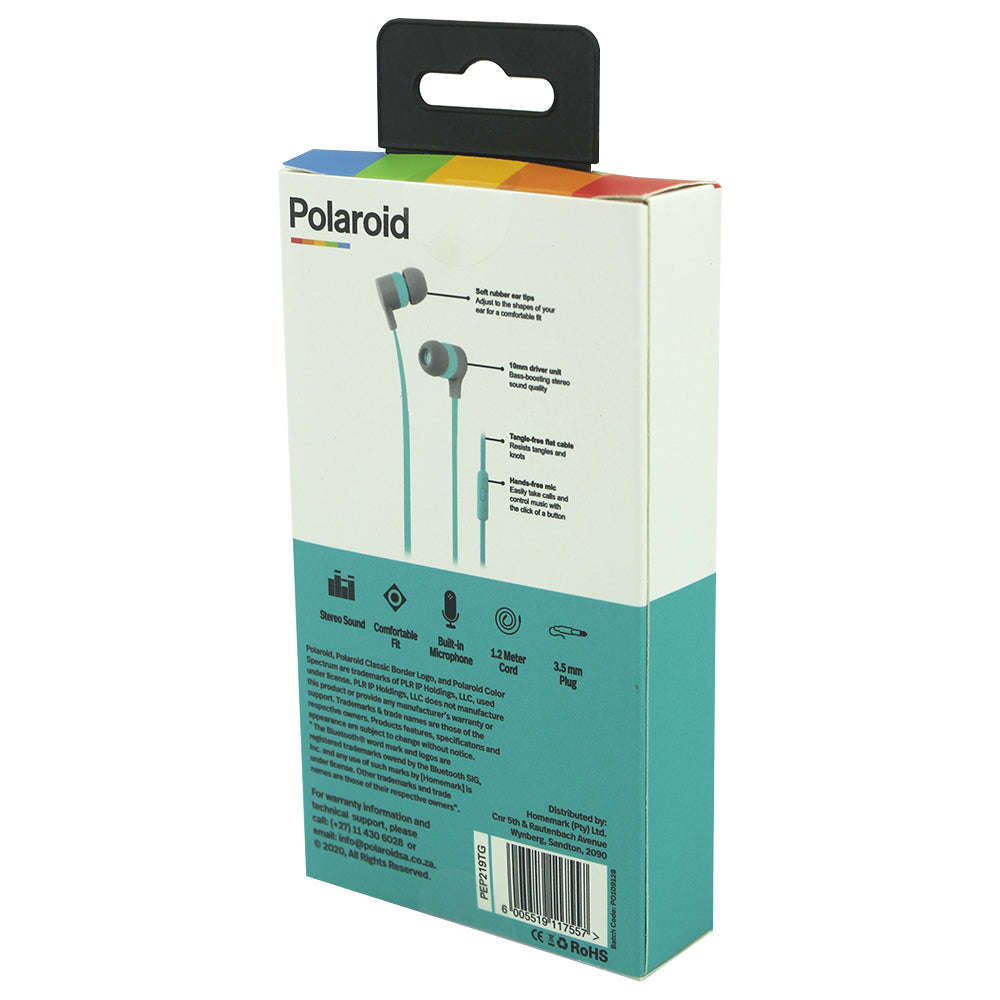 Polaroid Tangle Free Earphones - Turquoise