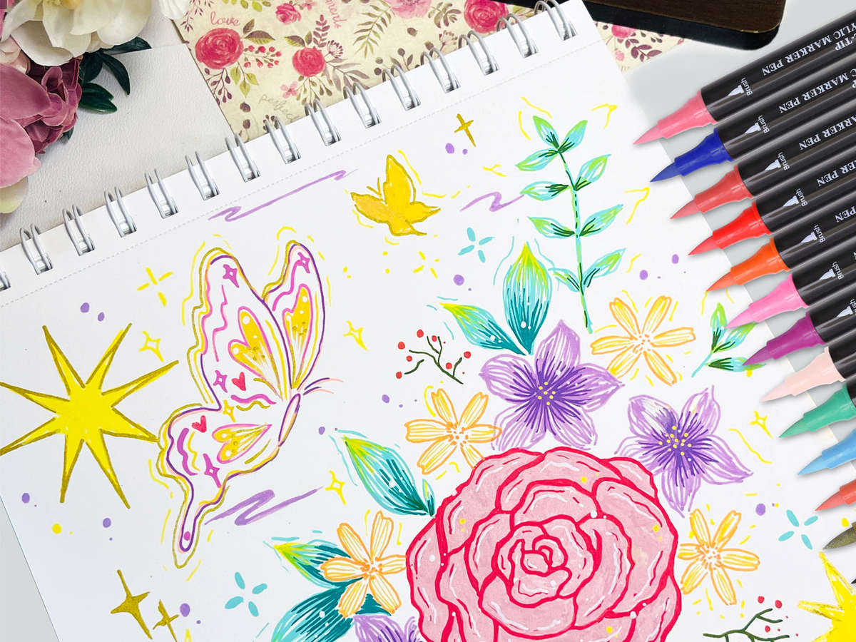 Artecho Double Tip Acrylic Marker Set of 24 Colours - 0.5-5mm Line Width