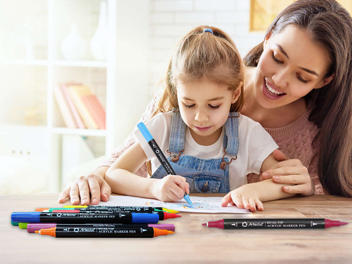 Artecho Double Tip Acrylic Marker Set of 24 Colours - 0.5-5mm Line Width