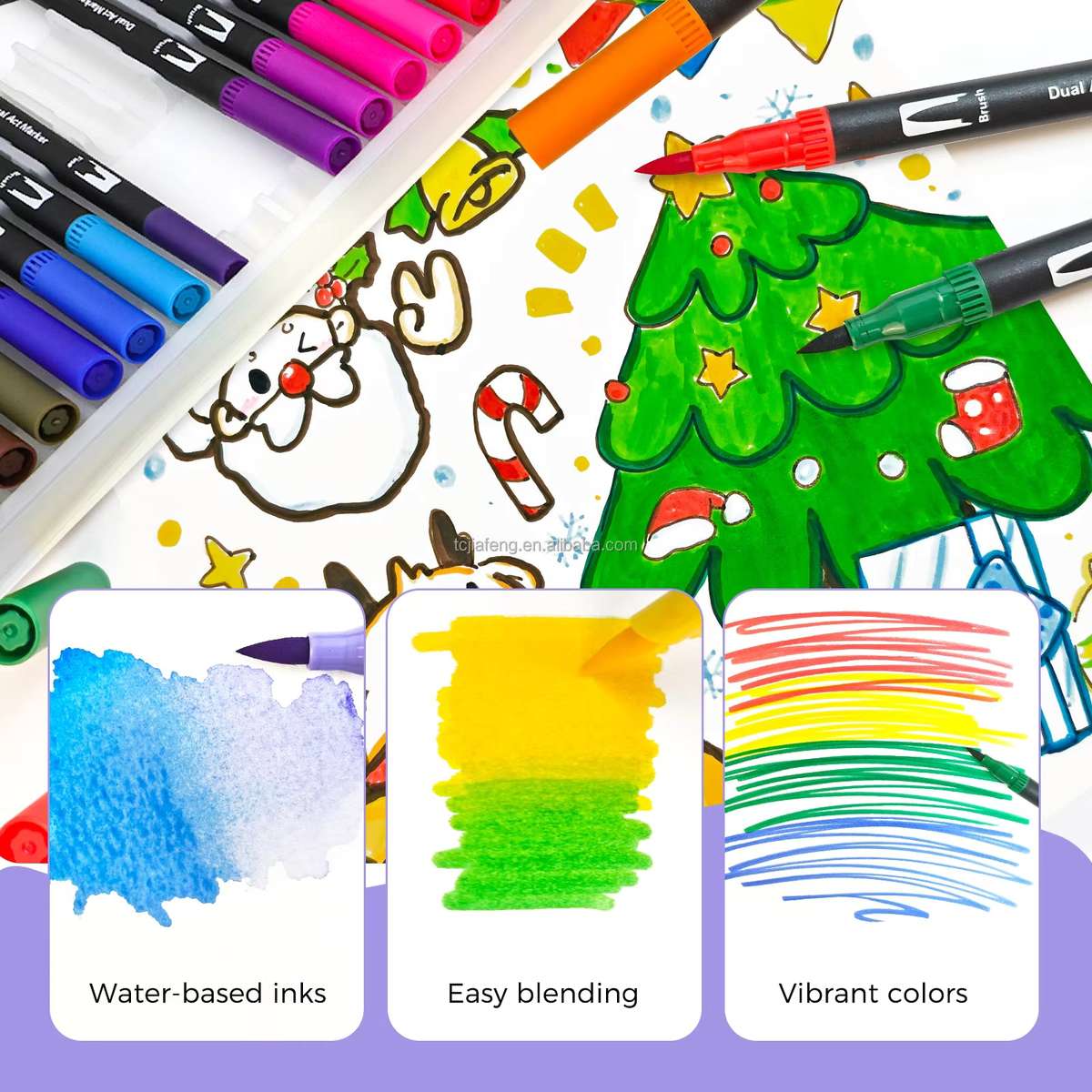 Artecho Dual-Tip Watercolour Brush Pens Set in a Custom Zip Pouch- 72 Colours - 0.4-2mm Line Width