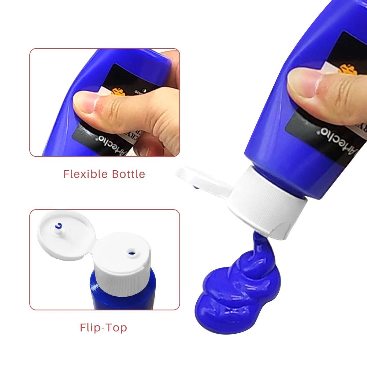 Artecho 24 Colours Acrylic Paint Set & 10pc Paint Brush Set - 59ml Bottles