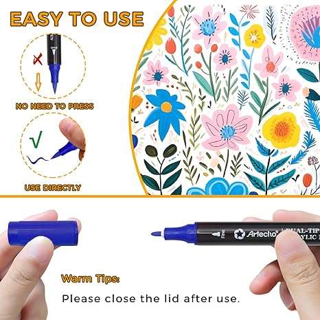 Artecho Double Tip Acrylic Marker Set of 24 Colours - 0.5-5mm Line Width