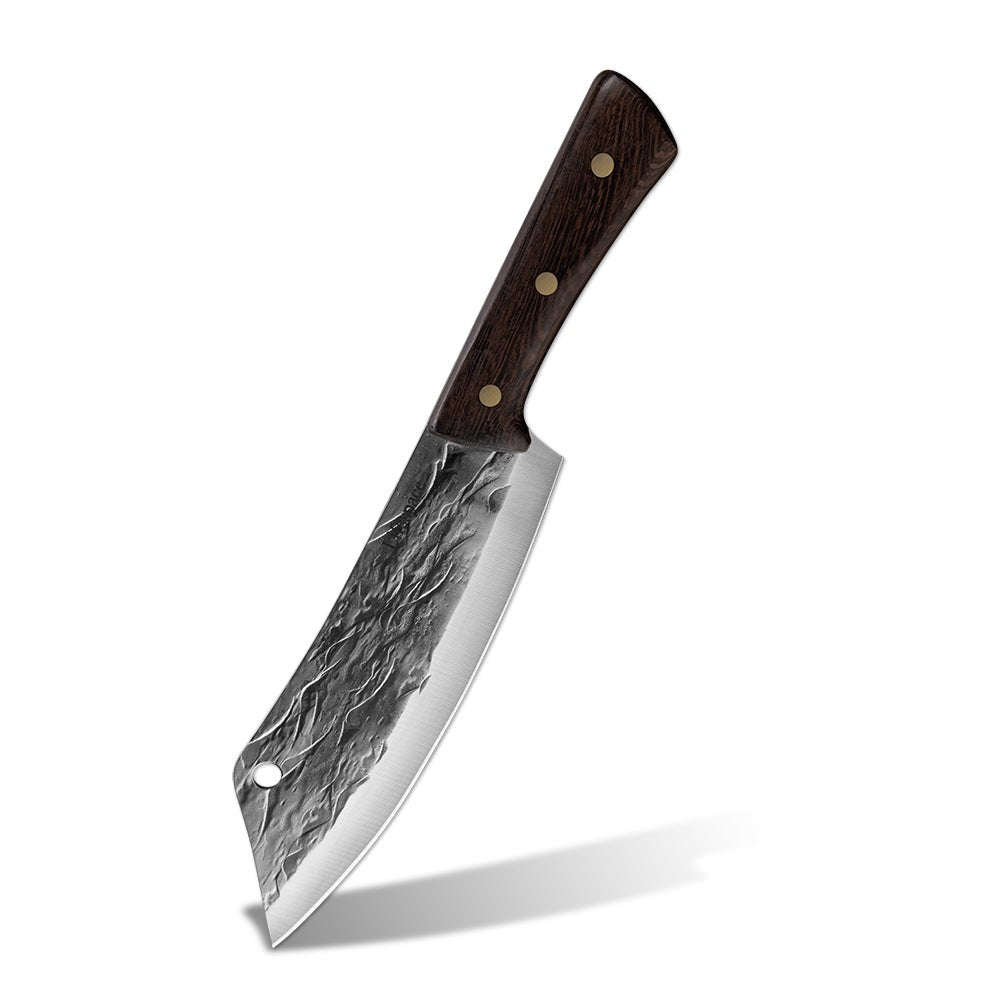 Lifespace 8" Chef Hammer Pattern Pointed Cleaver with Wenge Handle