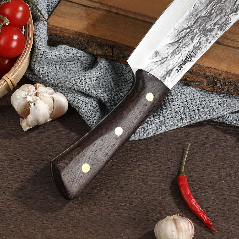 Lifespace 8" Chef Hammer Pattern Pointed Cleaver with Wenge Handle