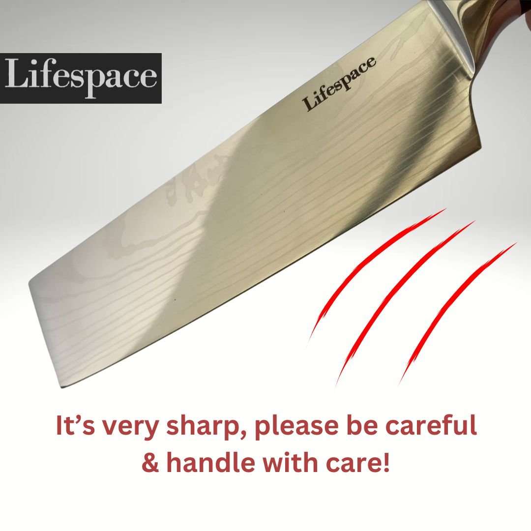 Lifespace Laser Engraved 5CR15 Kitchen Nakiri Chef Knife in a Gift Box