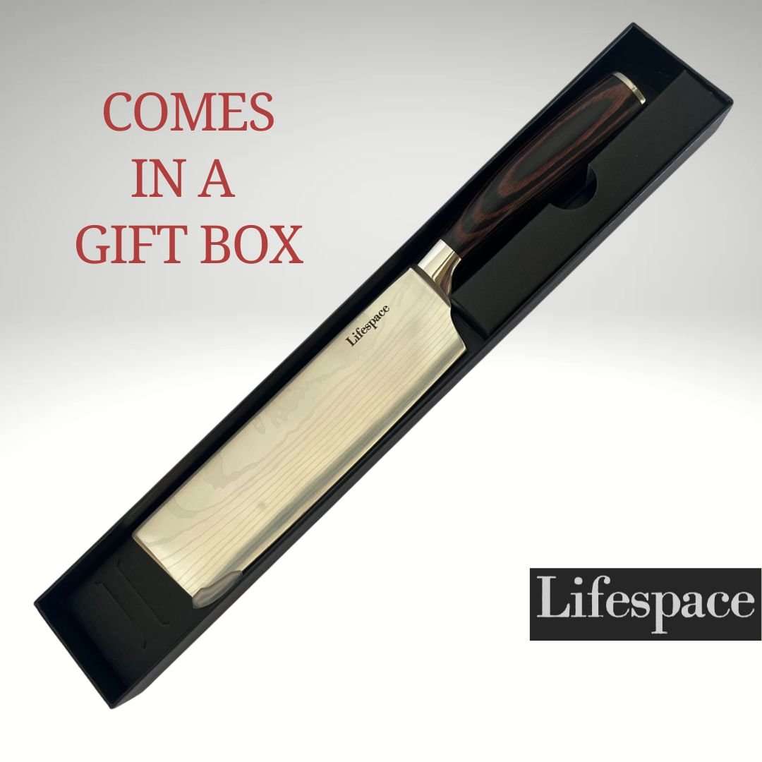 Lifespace Laser Engraved 5CR15 Kitchen Nakiri Chef Knife in a Gift Box
