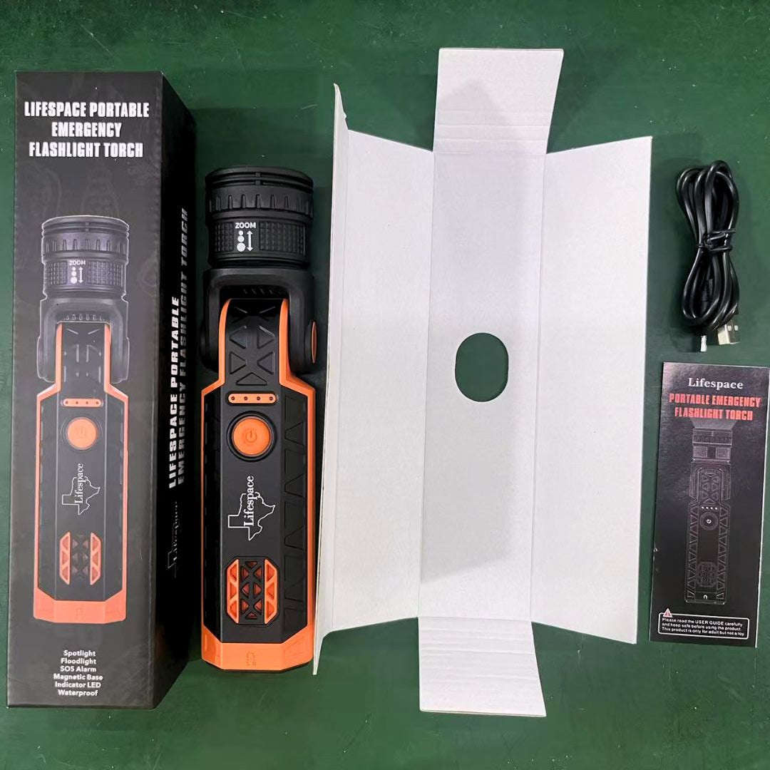 Lifespace Rechargeable Premium 3-in-1 Portable Emergency Flashlight Torch with Siren Alarm, USB C...