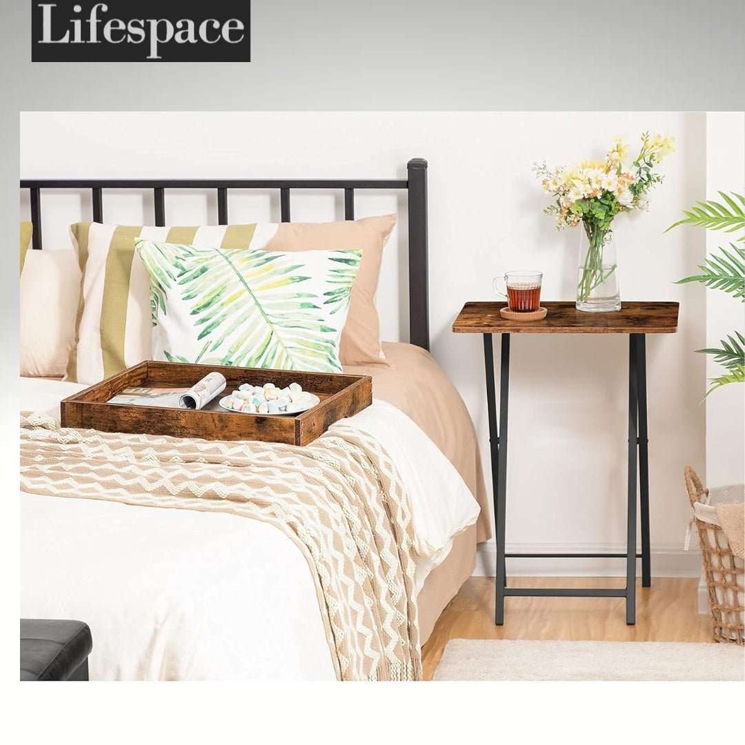 Lifespace Rustic Industrial Butlers TV Tray Side End Table