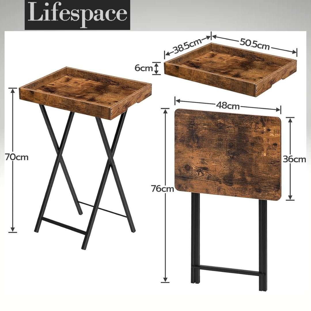 Lifespace Rustic Industrial Butlers TV Tray Side End Table