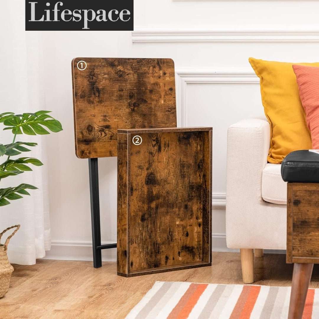Lifespace Rustic Industrial Butlers TV Tray Side End Table