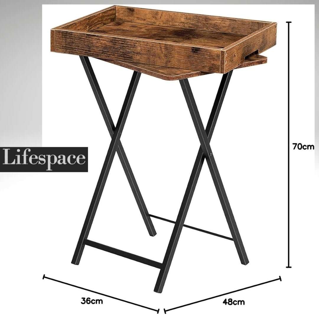 Lifespace Rustic Industrial Butlers TV Tray Side End Table