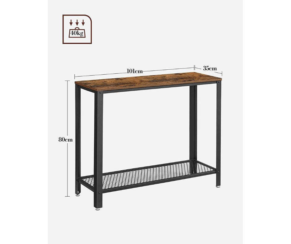 Lifespace Rustic Industrial 2 Tier Console Hall Table