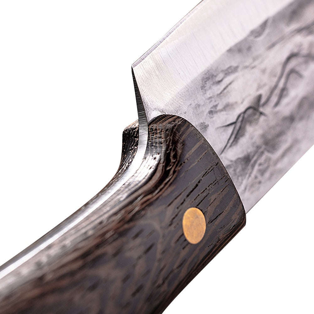 Lifespace 8" Chef Hammer Pattern Pointed Cleaver with Wenge Handle