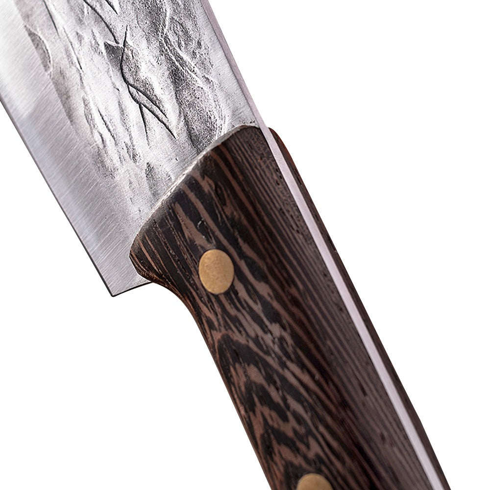 Lifespace 8" Chef Hammer Pattern Pointed Cleaver with Wenge Handle