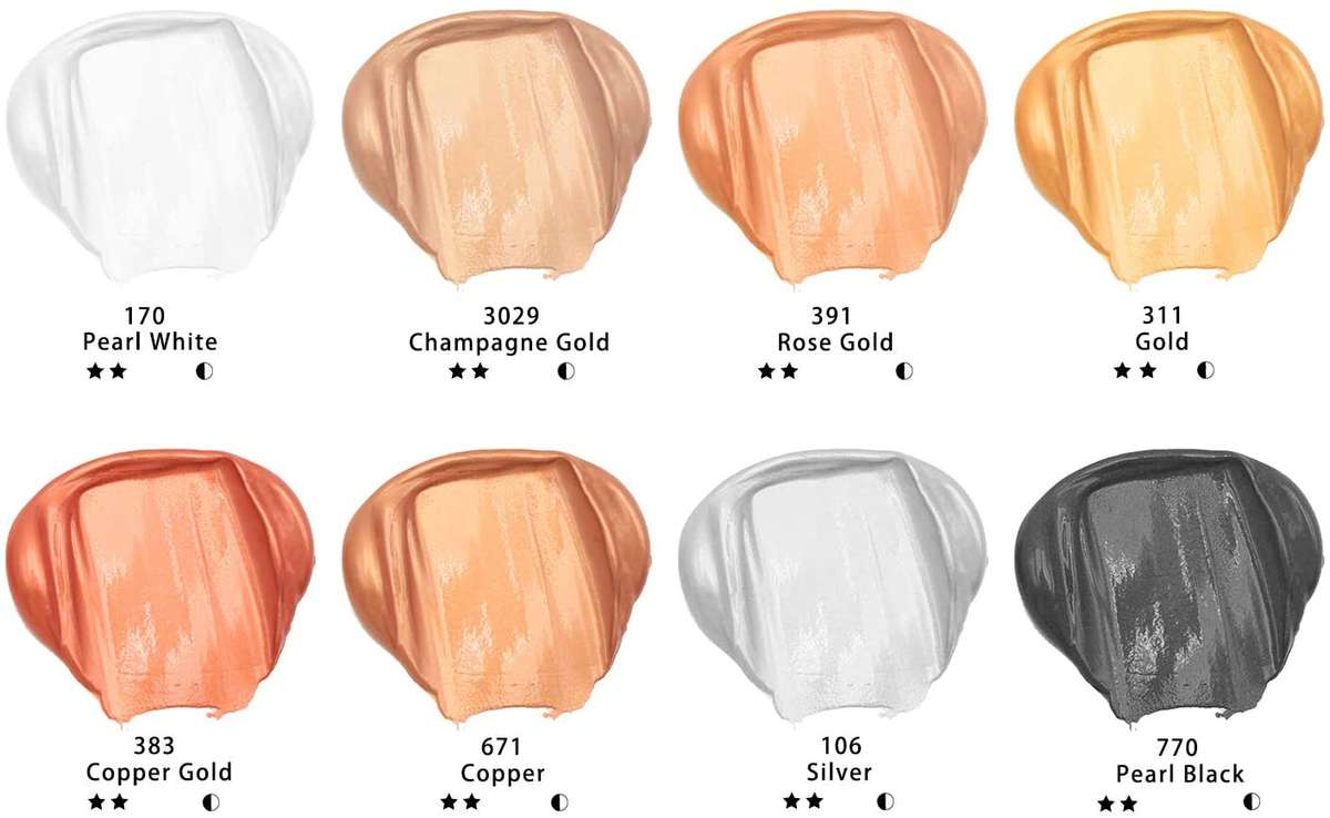 Artecho Metallic Acrylic Paint set - Earth Tone - Set of 8 Colours, 120ml Acrylic Paints