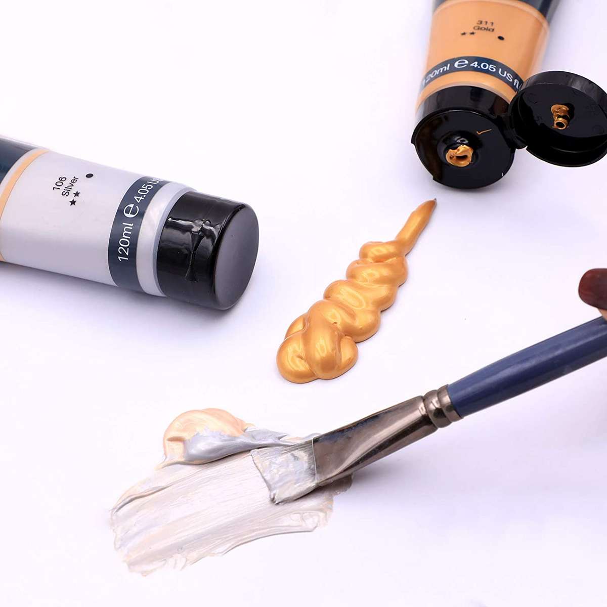 Artecho Metallic Acrylic Paint set - Earth Tone - Set of 8 Colours, 120ml Acrylic Paints