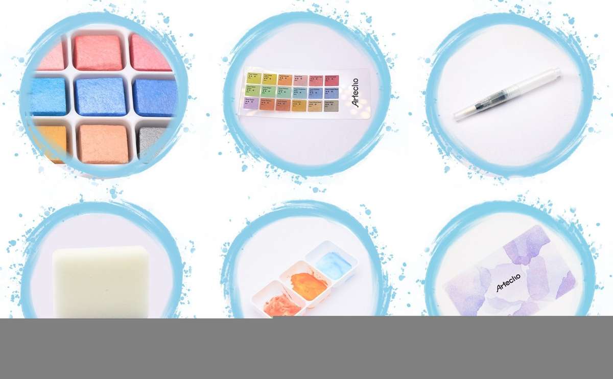 Artecho Metallic Watercolour Paint Set in Tin Case - Professional 18 colour