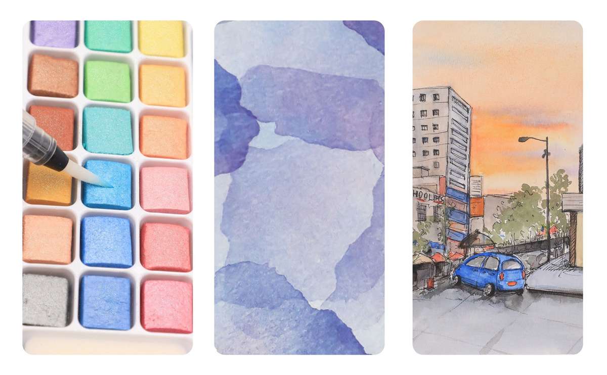 Artecho Metallic Watercolour Paint Set in Tin Case - Professional 18 colour