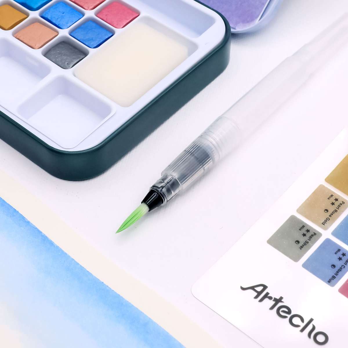 Artecho Metallic Watercolour Paint Set in Tin Case - Professional 18 colour