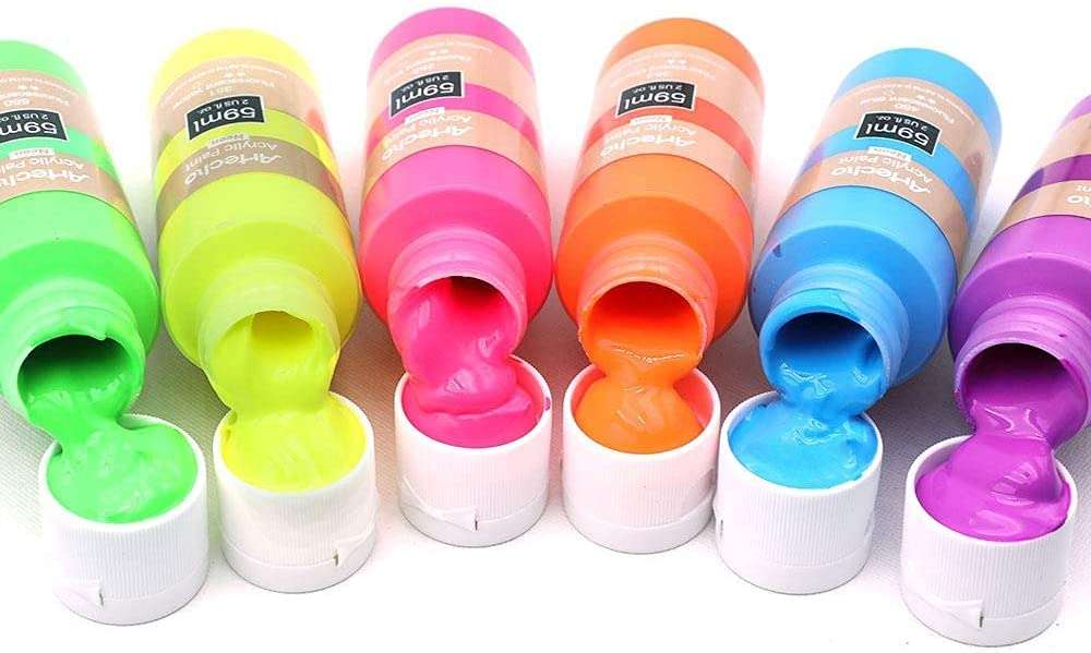 Artecho Neon Paint - Set of 6 Colours, 60ml Acrylic Paint