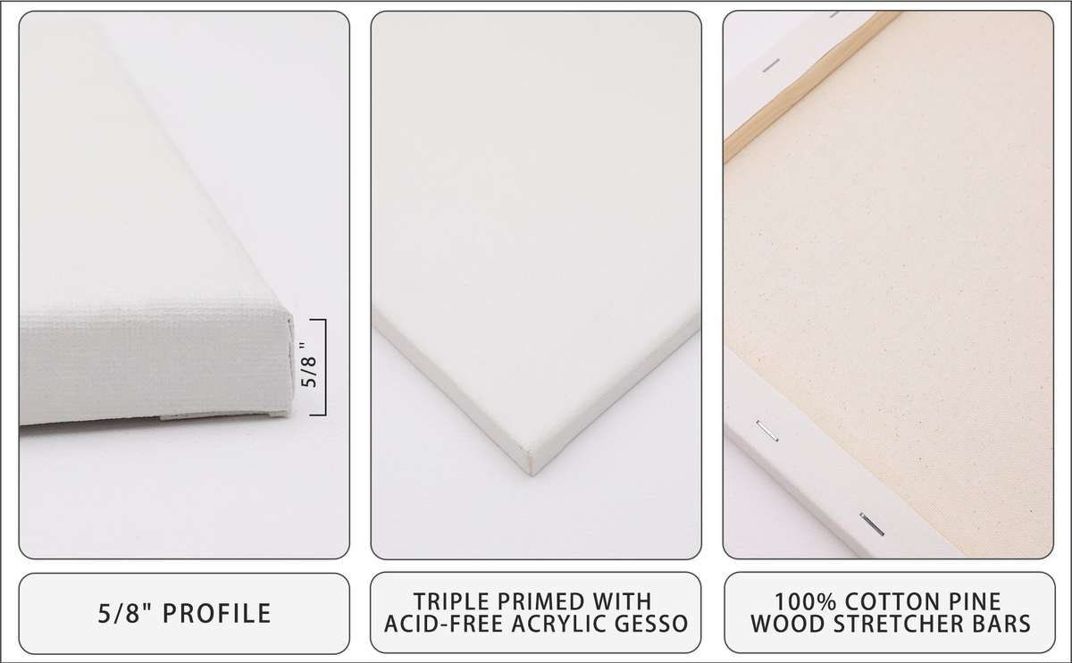 Artecho Stretch Canvas 6 Set Value Pack White - 8" x 10"