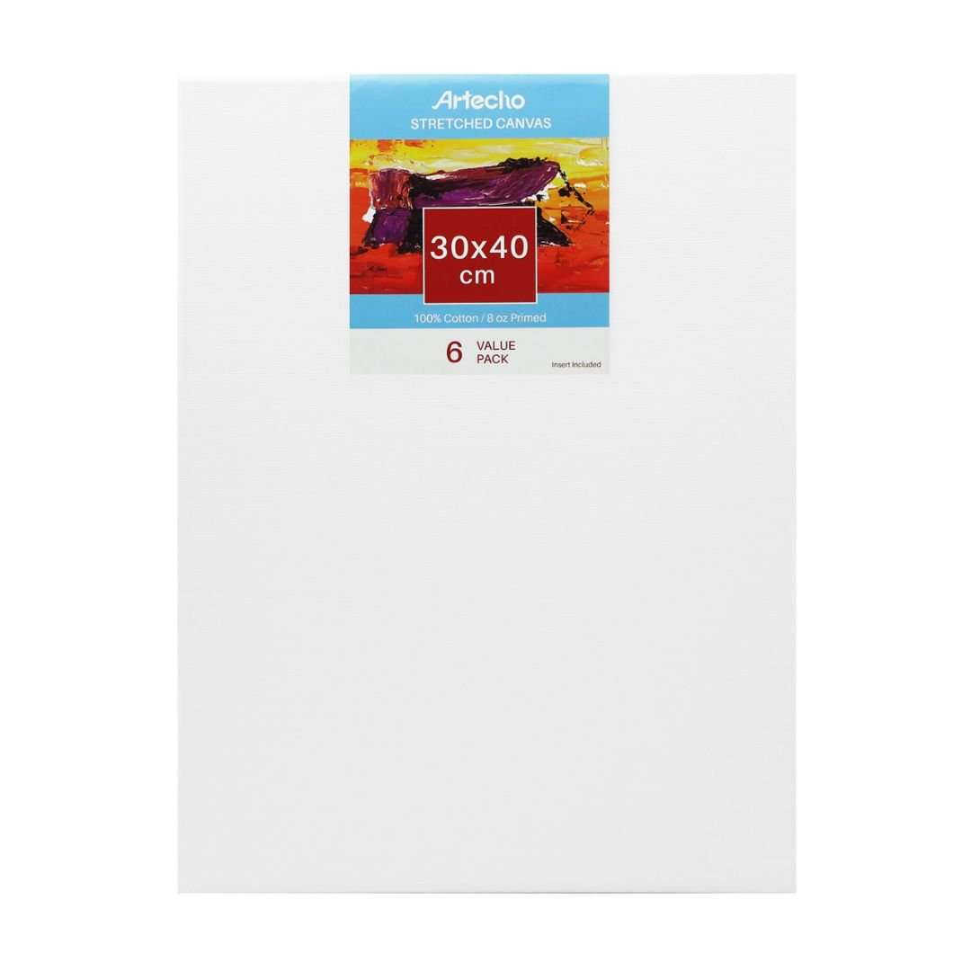 Artecho Stretched Canvas 6 Set Value Pack White - 30cm x 40cm