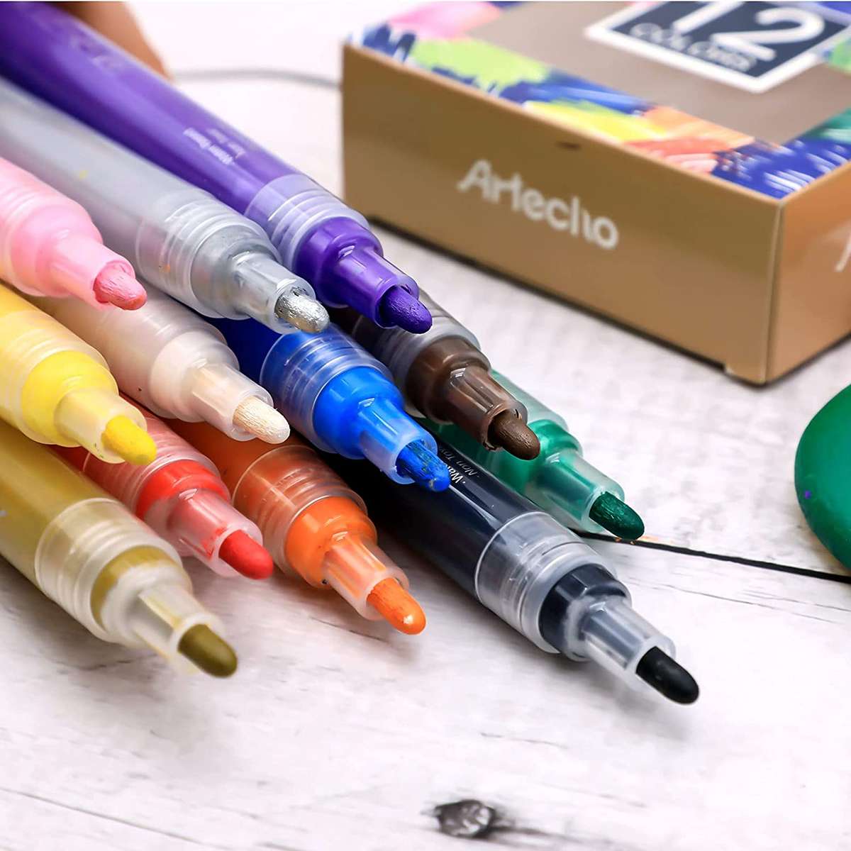 Artecho Water Based Acrylic Marker - Set of 12 Colours - 3mm Line Width