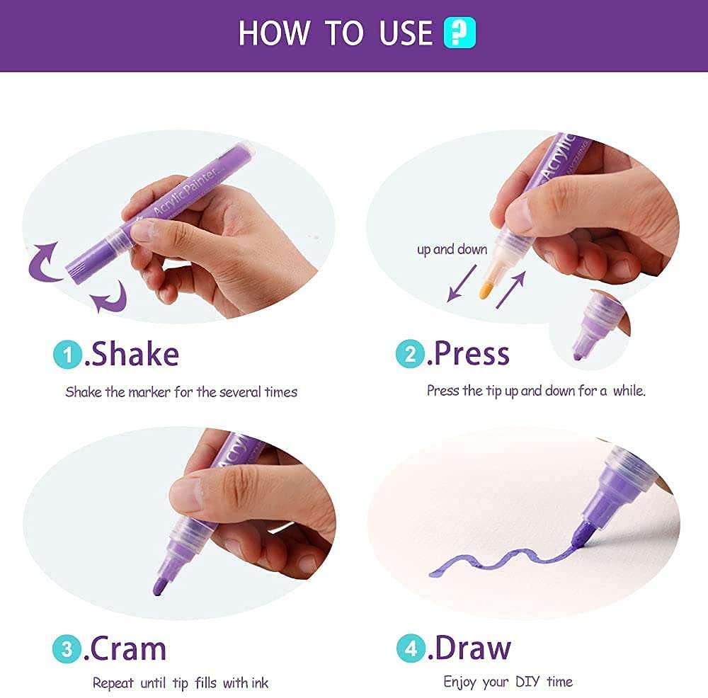 Artecho Water Based Acrylic Marker - Set of 12 Colours - 3mm Line Width