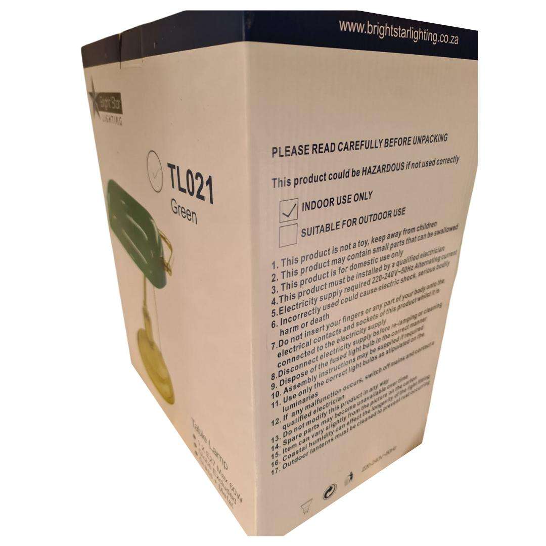 Bankers Lamp with Pull Switch - White