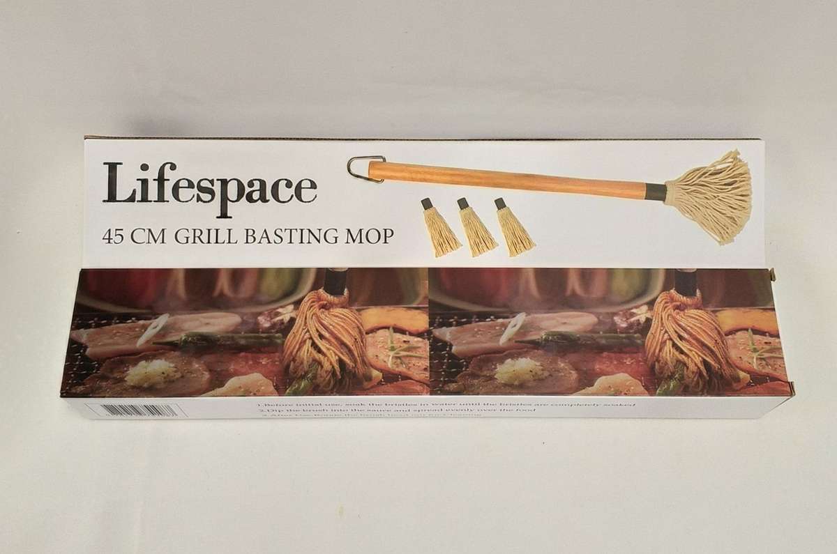 Lifespace 45cm BBQ Braai Basting Mop Brush with 3 Spare Heads