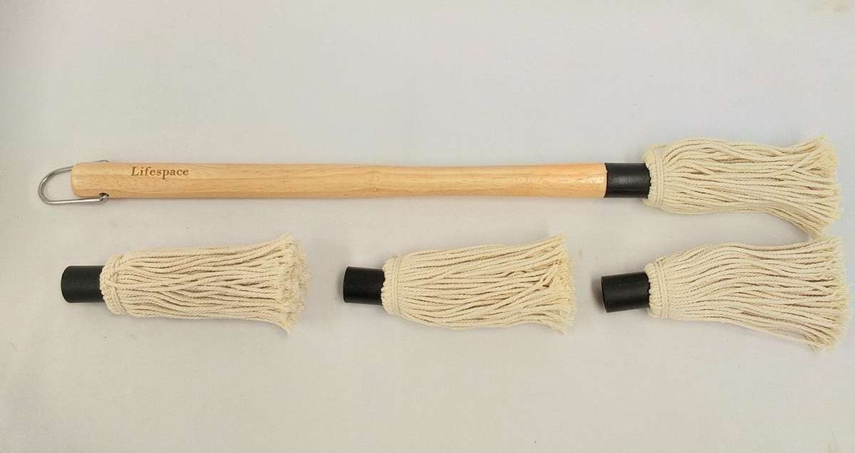 Lifespace 45cm BBQ Braai Basting Mop Brush with 3 Spare Heads
