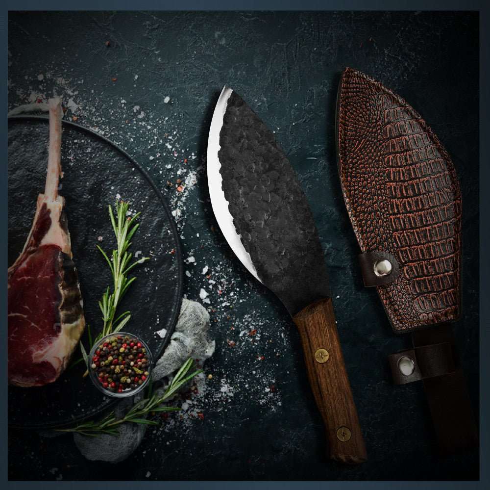 Lifespace 6,5" Hammered Black 'Dog Leg' Bone Cutter with Sheath