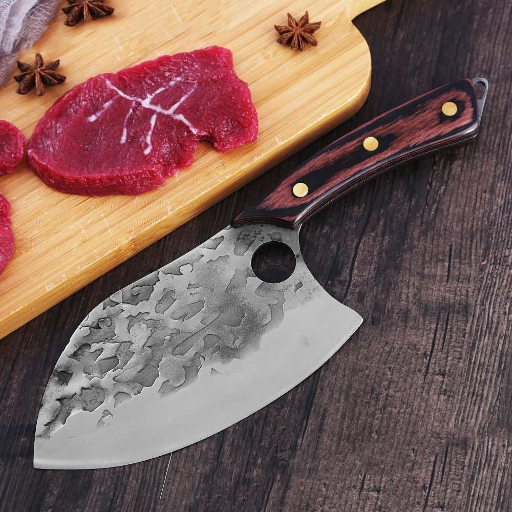 Lifespace 7" Peach Hammered Braai Cleaver with Hole