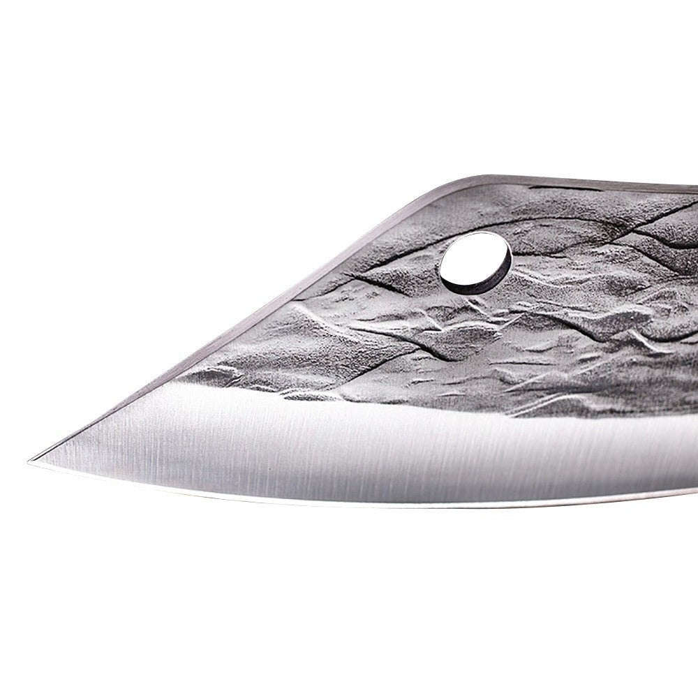 Lifespace 8" Chef Hammer Pattern Pointed Cleaver with Wenge Handle