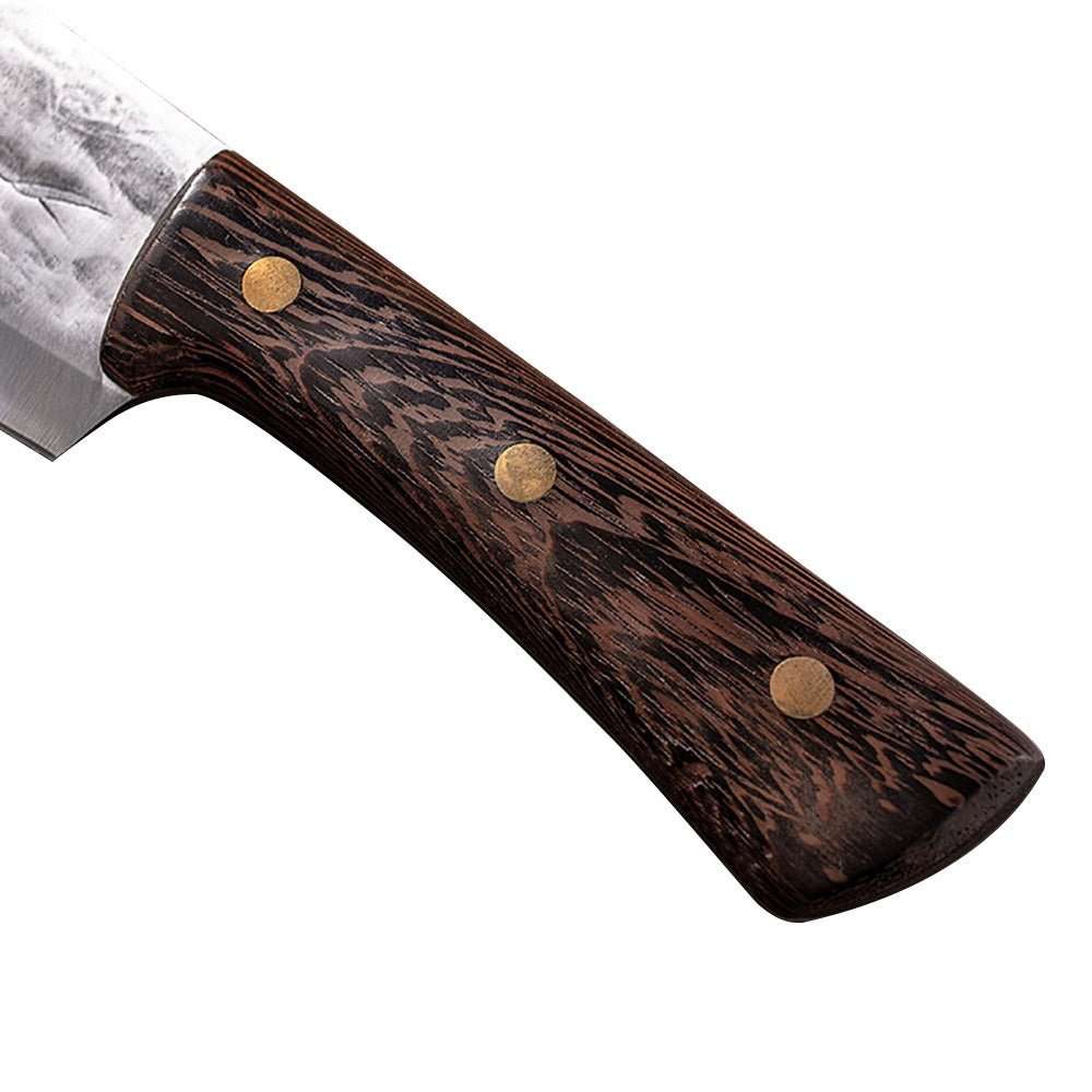 Lifespace 8" Chef Hammer Pattern Pointed Cleaver with Wenge Handle