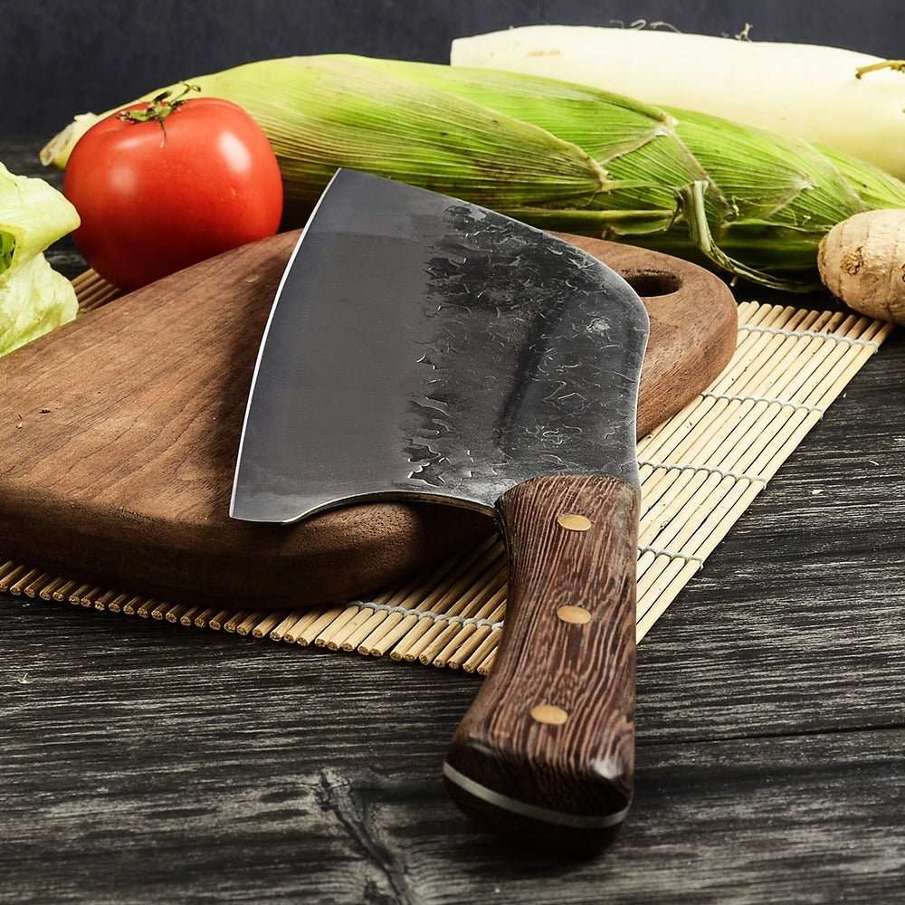 Lifespace 8" Hammered Cleaver with Curved Blade